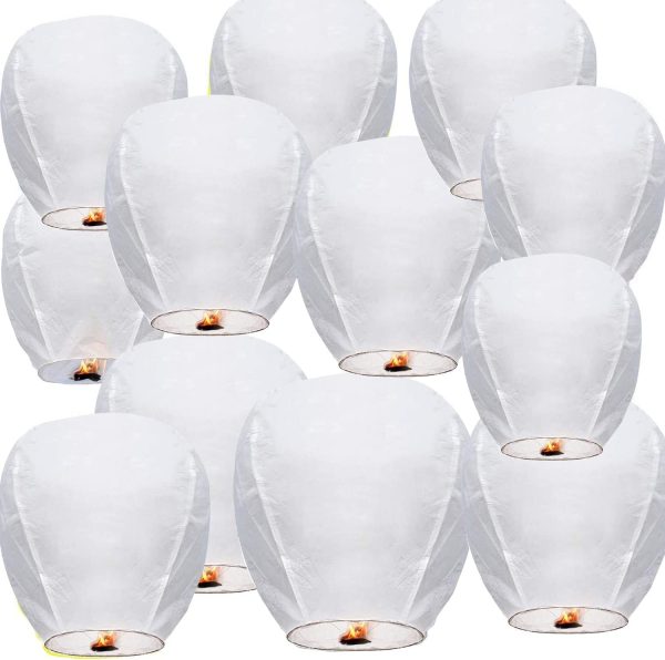 10-Pack White Chinese Lanterns You can use Sky Paper Lanterns to Easily Create a Chinese or Japanese Style Festive Atmosphere, Lanterns for Birthday Party Wedding Decoration and Outdoor Events.