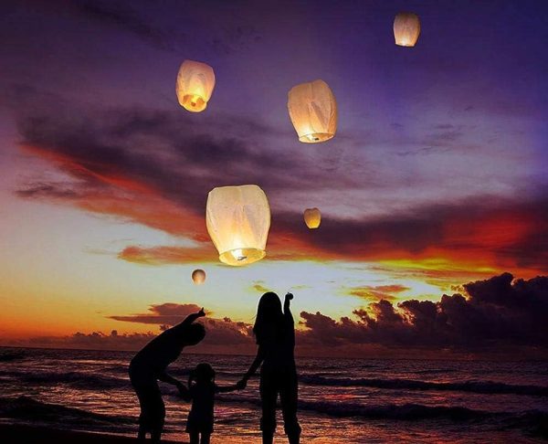 10-Pack White Chinese Lanterns You can use Sky Paper Lanterns to Easily Create a Chinese or Japanese Style Festive Atmosphere, Lanterns for Birthday Party Wedding Decoration and Outdoor Events. - Image 6