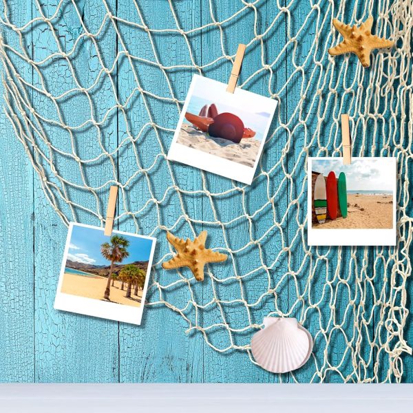 12 Pieces Natural Fish Net Decoration 80" x 40", Wall Hanging Cotton Fishnet Decor for Underwater, Mermaid, Pirate, Hawaiian, Nautical Ocean Theme Beach Bash Party Decoration (Beige) - Image 6