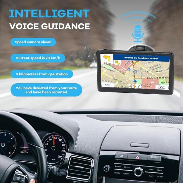 GPS Navigator for Car Truck RV, 7 Inch Touch Screen, Latest 2025 Maps for Car GPS, Support Voice Turn-by-Turn Guidance, Speed and Red Light Warning, Custom Truck Routing - Image 2