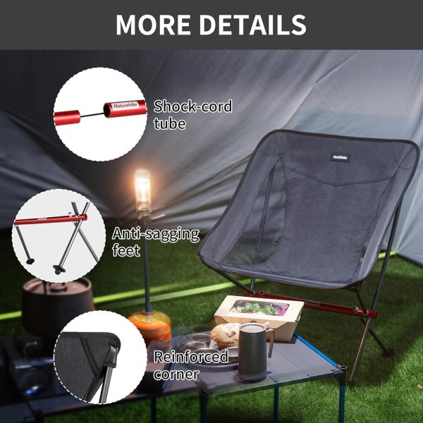 Naturehike YL05 Camping Chair, Ultralight Portable Camp Chair with Storage Bag, Compact Folding Beach Chair for Backpacking Hiking Fishing Picnic - Image 6